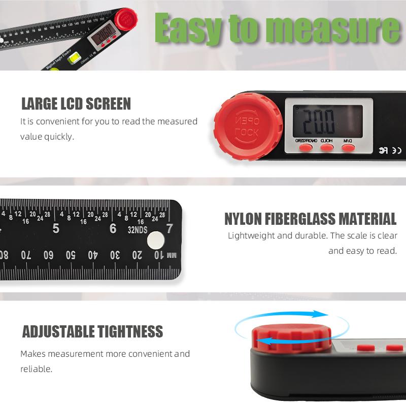 2 in 1 Angle Finder Ruler with 7 Inch/200mm Angle Measuring Tool for Woodworking/Carpenter/Construction/DIY Measurement