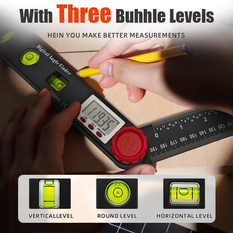 2 in 1 Angle Finder Ruler with 7 Inch/200mm Angle Measuring Tool for Woodworking/Carpenter/Construction/DIY Measurement