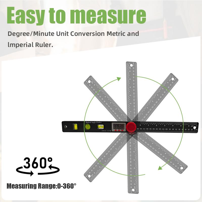 2 in 1 Angle Finder Ruler with 7 Inch/200mm Angle Measuring Tool for Woodworking/Carpenter/Construction/DIY Measurement
