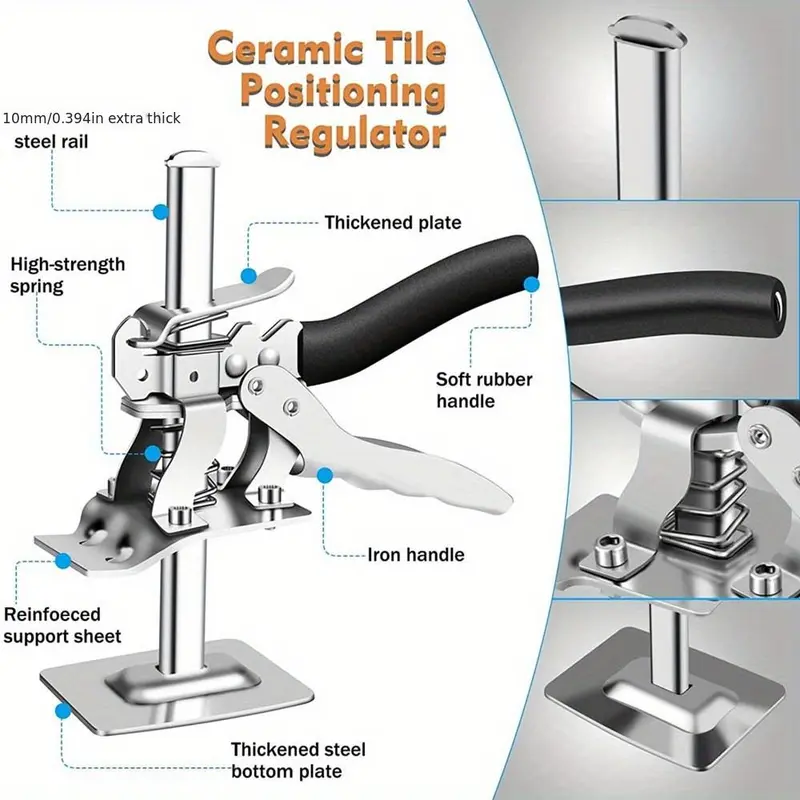 Lever-operated jack handle, construction jack, wall tile positioning tool, multi-purpose height-adjustable lifting device, door panel lifting cabinet, lifting height: 6.69 inches, dynamic load capacity: 450 lbs per pair