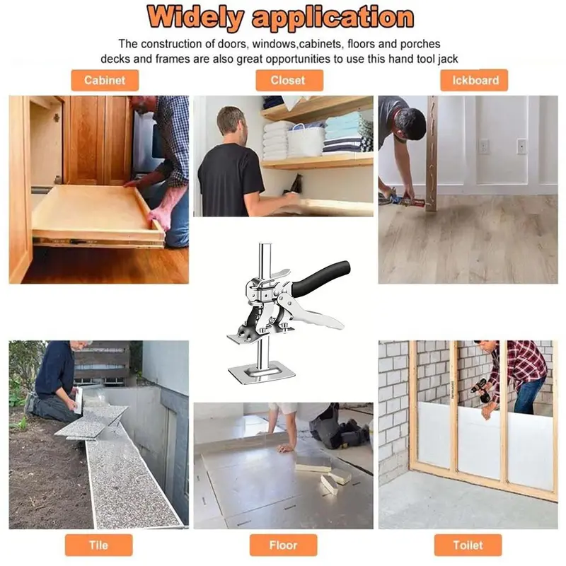 Lever-operated jack handle, construction jack, wall tile positioning tool, multi-purpose height-adjustable lifting device, door panel lifting cabinet, lifting height: 6.69 inches, dynamic load capacity: 450 lbs per pair