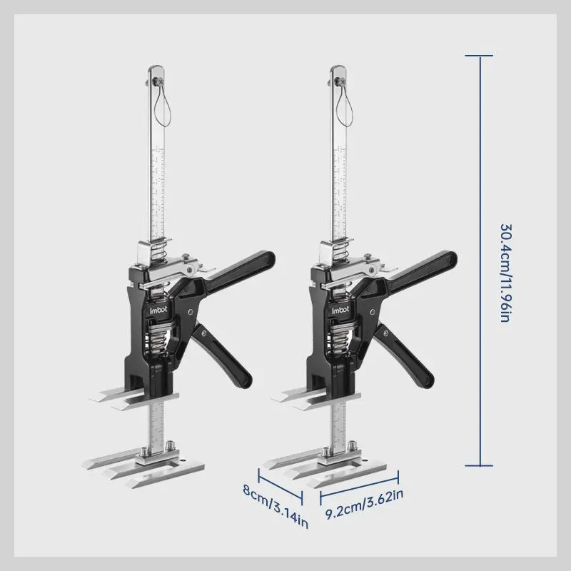 Lever-operated jack handle, construction jack, wall tile positioning tool, multi-purpose height-adjustable lifting device, door panel lifting cabinet, lifting height: 6.69 inches, dynamic load capacity: 450 lbs per pair